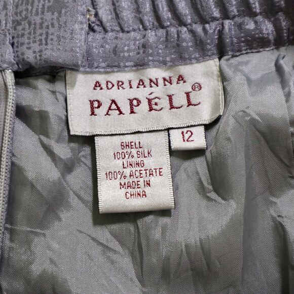 Vintage Adrianna Papell Size 12 Silk Jacquard Satin Pencil Skirt Lavender Purple - Picture 8 of 10